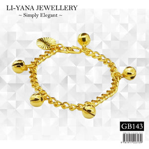 【GB146】Korean Bell Charm (A) 24K Gold Bracelet